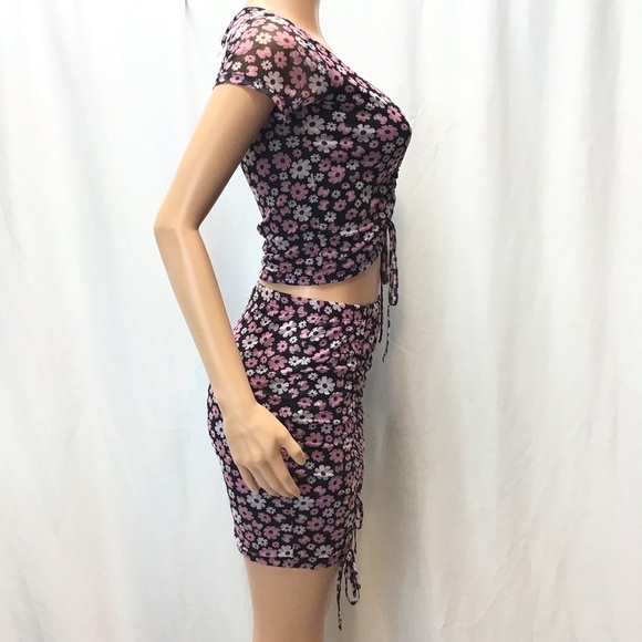 J for Justify 2Pc Floral Ruched Top & Mini Skirt Set - Picture 5 of 12